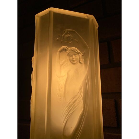 Vintage Tiffin #16265 Art Deco Nude Lady Dancing Glass Torchiere Lamp with Embos - Picture 8 of 8